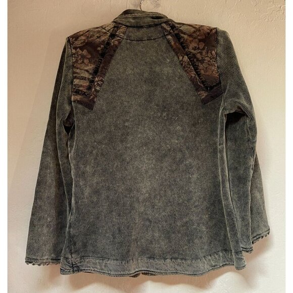 Marilu Embellished Beaded Sequin Jacket Burnout Patchwork S/M Gray Boho Italy - Picture 2 of 12